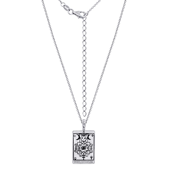 J'ADMIRE Platinum 950 Over Sterling Silver Tarot Card Wheel of Fortune
Pendant Necklace