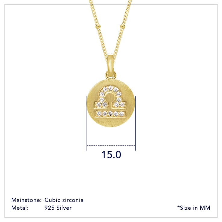 J'ADMIRE 14K Yellow Gold Over Sterling Silver Vintage Libra Zodiac Sign
Pendant Necklace