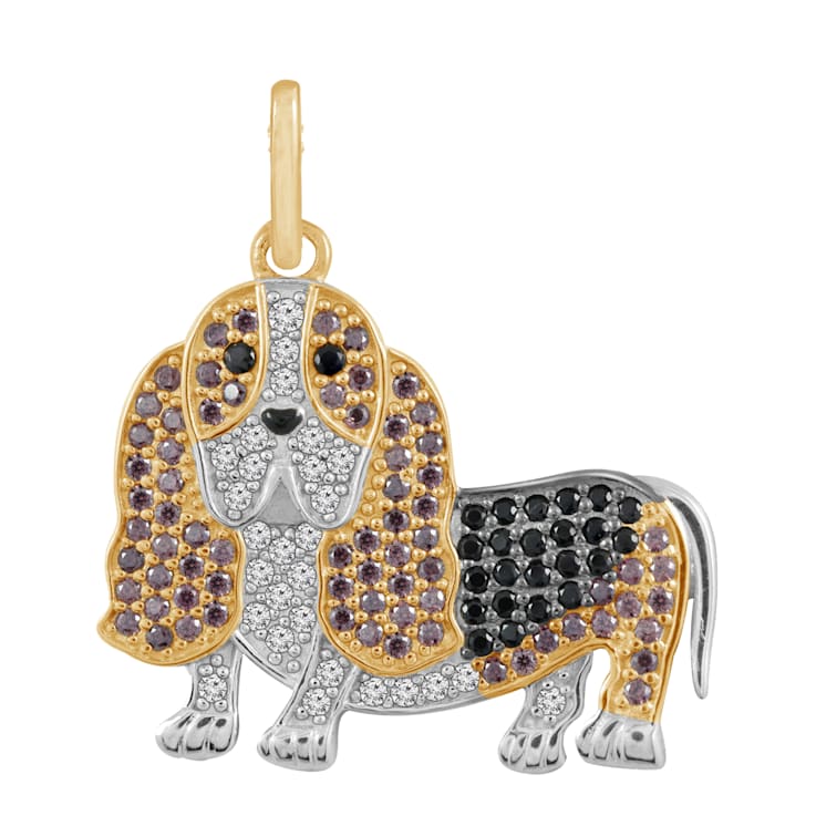 J ADMIRE 14K Yellow Gold Plated Sterling Silver Basset Hound Puppy Pendant Necklace 154QKA