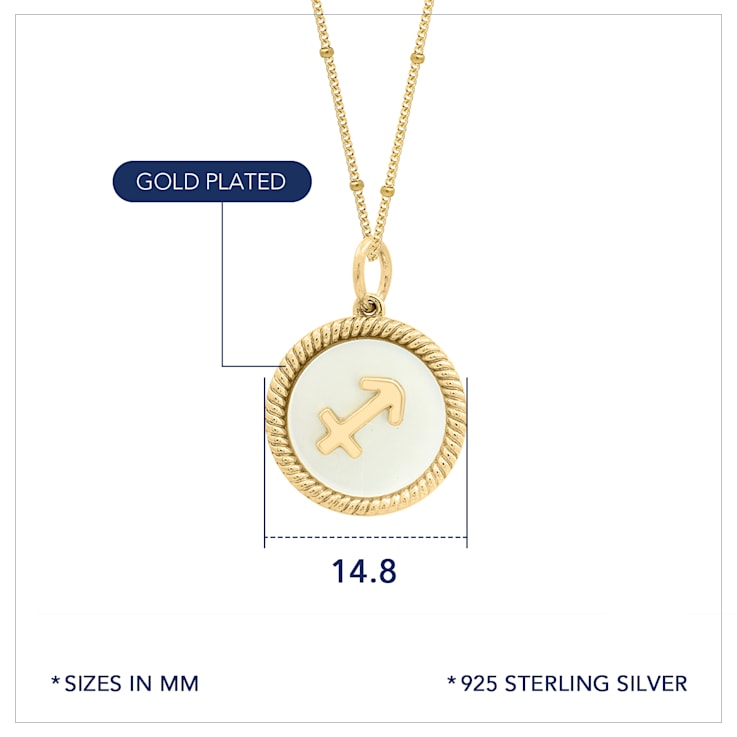 J'ADMIRE Mother of Pearl 14K Yellow Gold Over Sterling Silver
Sagittarius Zodiac Necklace