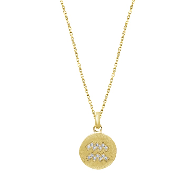 J'ADMIRE 14K Yellow Gold Over Sterling Silver Vintage Aquarius Zodiac
Sign Pendant Necklace