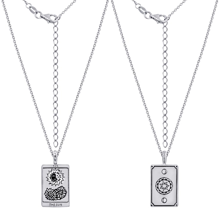 J'ADMIRE Platinum 950 Over Sterling Silver Tarot Card The Sun Pendant Necklace