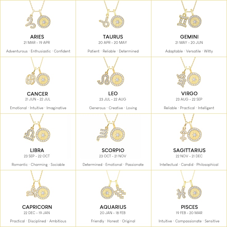 J'ADMIRE 14K Yellow Gold Over Sterling Silver Aquarius Zodiac Pendant
Set Necklace