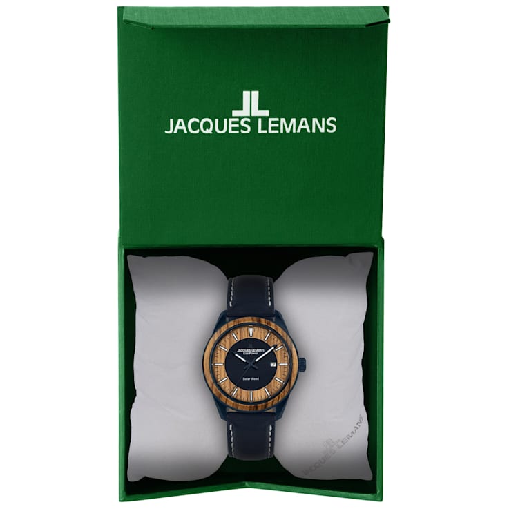 JACQUES LEMANS Eco Power Men's Watch w/ Vegan Leather Wristband and
Stainless Strap Blue 1-2116
