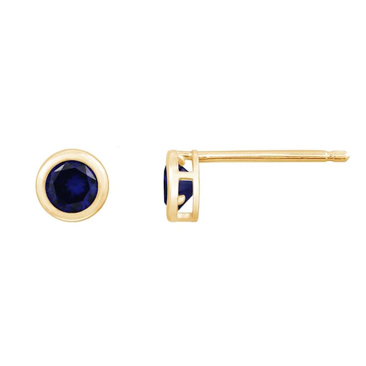 LUXGEM 10K Yellow Gold Solitaire September Birthstone Earrings | 0.25 Carat  Sapphire Simulant