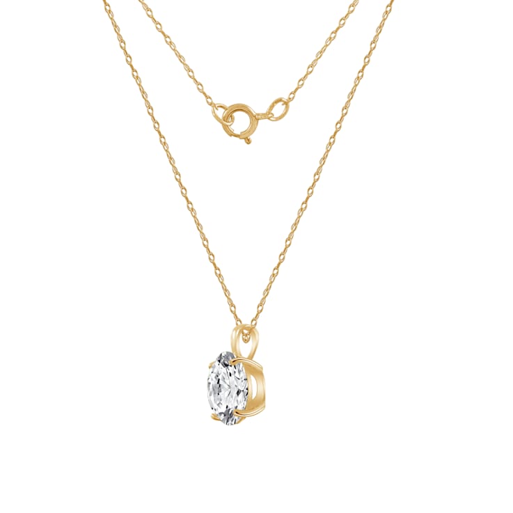 LUXGEM 10K Yellow Gold Round Cut Pendant Necklace | 3 Carat Cubic Zirconia