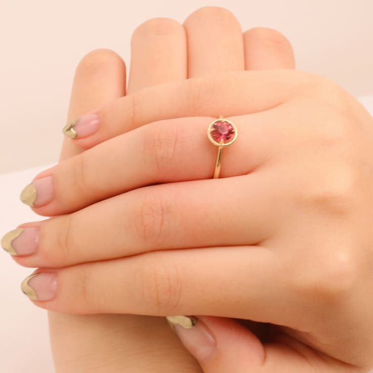 J'ADMIRE 10K Gold Crystal Tourmaline Simulant Solitaire Ring