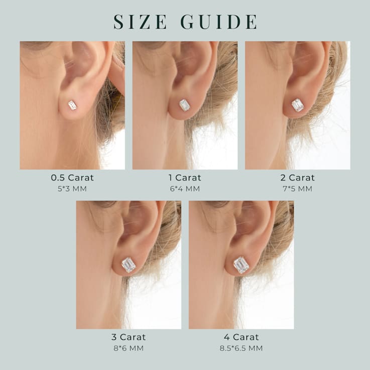 LUXGEM 14K Yellow Gold Emerald Cut Solitaire Studs | 3 carat Cubic Zirconia