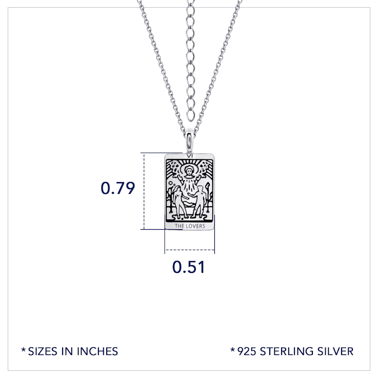 J'ADMIRE Platinum 950 Over Sterling Silver Tarot Card The Lovers Pendant Necklace