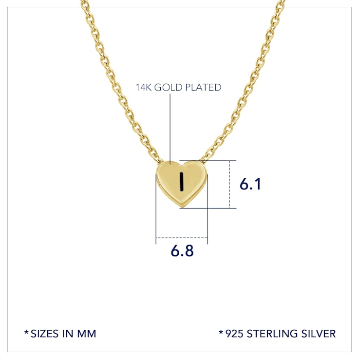 J'ADMIRE 14K Yellow Gold Over Sterling Silver Simple Initial Pendant Necklace