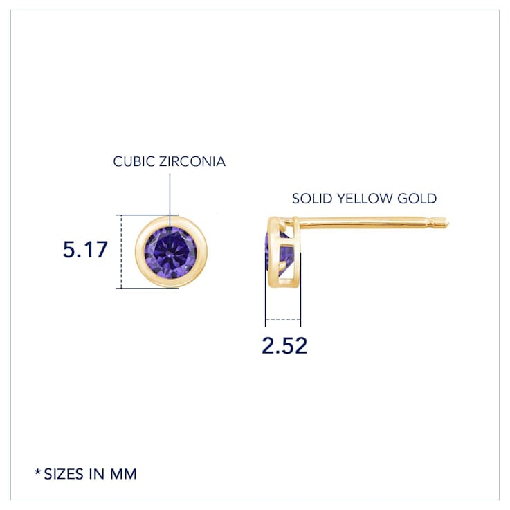LUXGEM 10K Yellow Gold Solitaire February Birthstone Earrings | 0.25
Carat Amethyst Simulant
