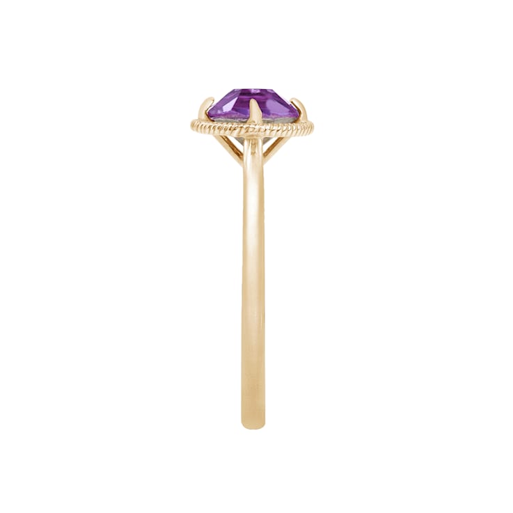 J'ADMIRE 10K Gold Crystal Amethyst Simulant Solitaire Ring