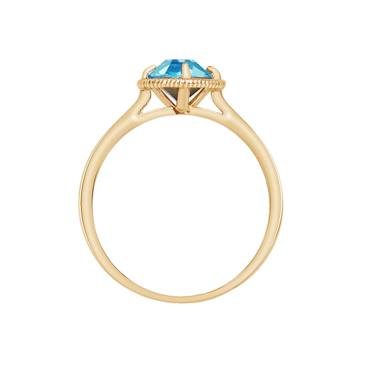 J'ADMIRE 10K Gold Crystal Aquamarine Simulant Solitaire Ring