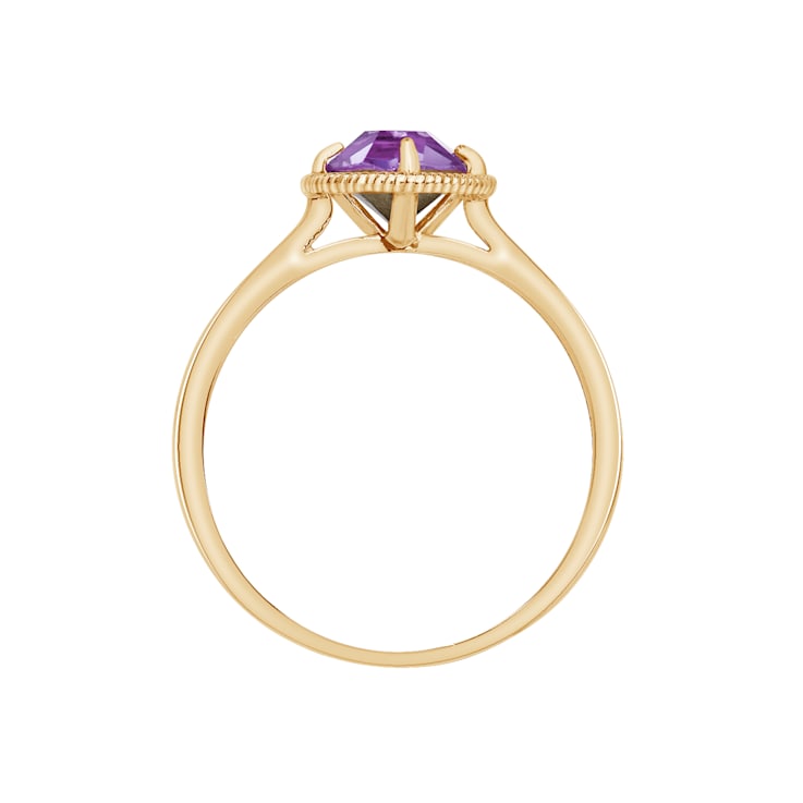 J'ADMIRE 10K Gold Crystal Amethyst Simulant Solitaire Ring