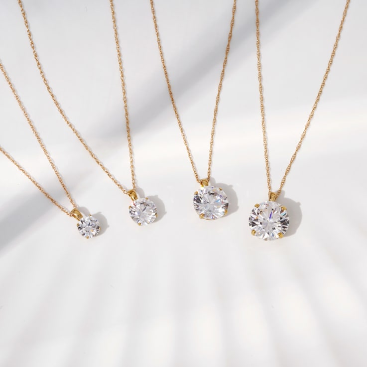 LUXGEM 14K White Gold Round Cut Pendant Necklace | 2 Carat Cubic Zirconia -  13G0HB