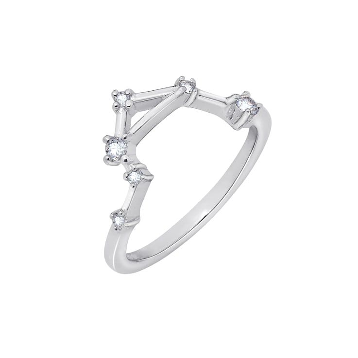 J'ADMIRE Libra Constellation Rhodium Over Sterling Silver Ring