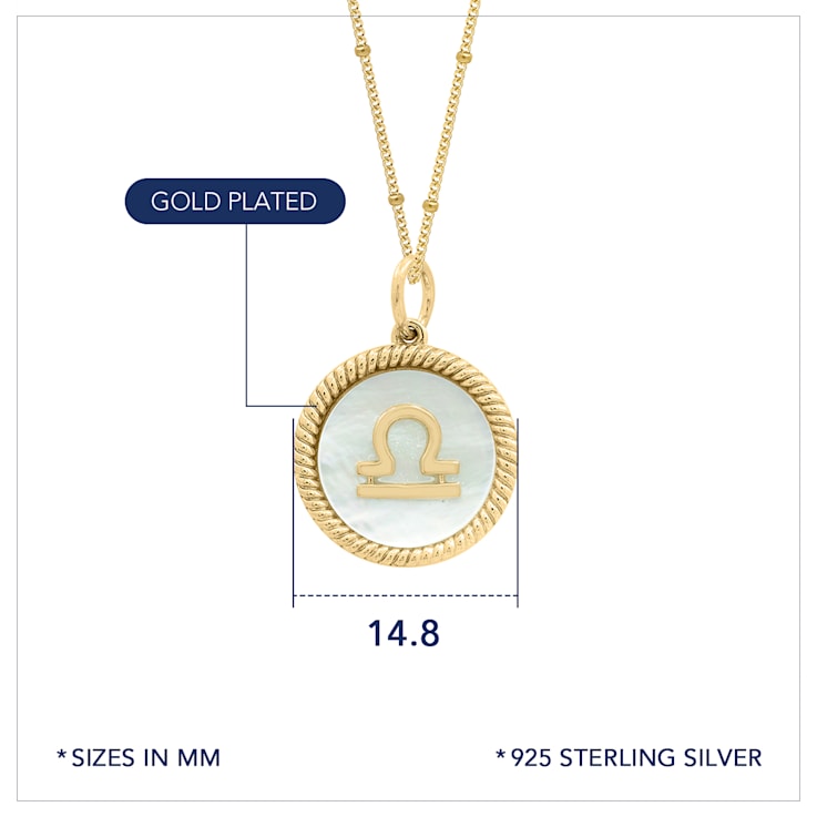 J ADMIRE Mother of Pearl 14K Yellow Gold Over Sterling Silver
