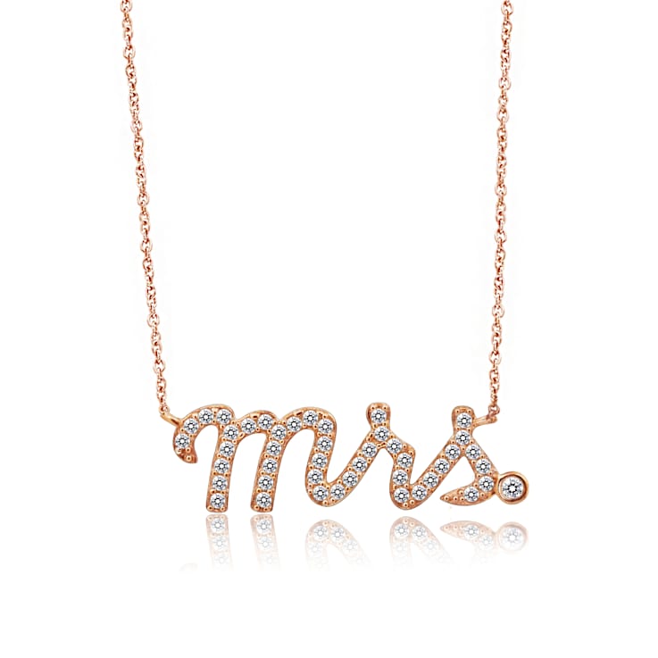 J'ADMIRE 14K Rose Gold Over Sterling Silver Pave Mrs. Pendant Necklace