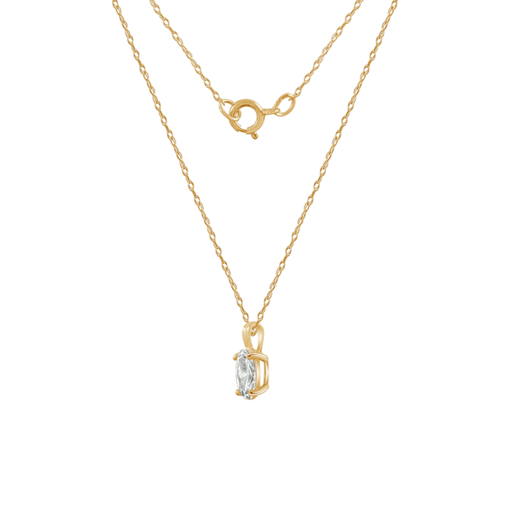 LUXGEM 10K Yellow Gold Oval Cut Pendant Necklace | 0.5 Carat Cubic Zirconia