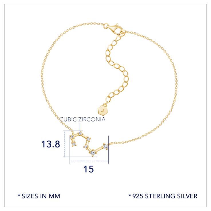 J'ADMIRE 14K Gold Over Sterling Silver Zodiac Anklet for Women