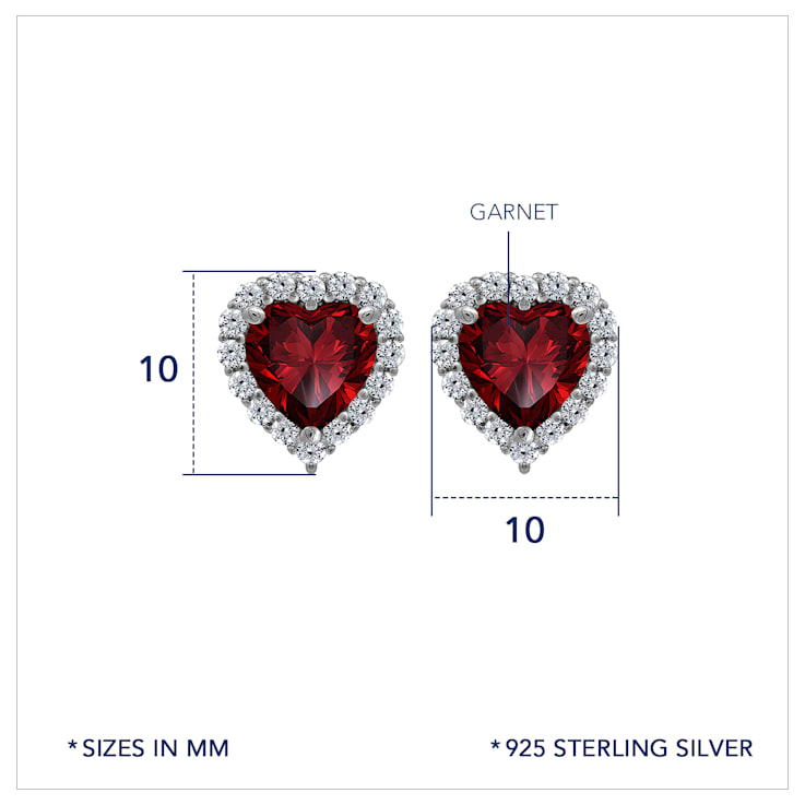 J'ADMIRE Heart Shaped Birthstone Stud Earrings