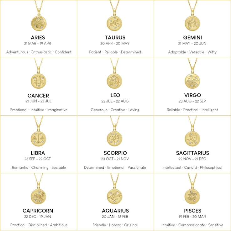 J'ADMIRE 14K Yellow Gold Over Sterling Silver Taurus Zodiac Stars
Pendant Necklace
