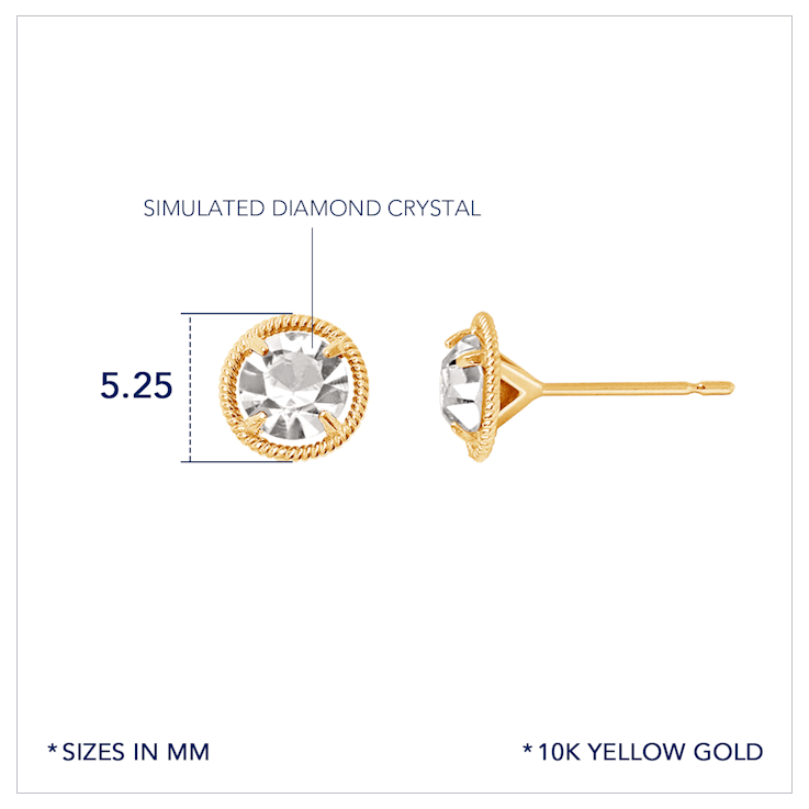 J'ADMIRE 10K Gold Birthstone Solitaire Stud Earrings