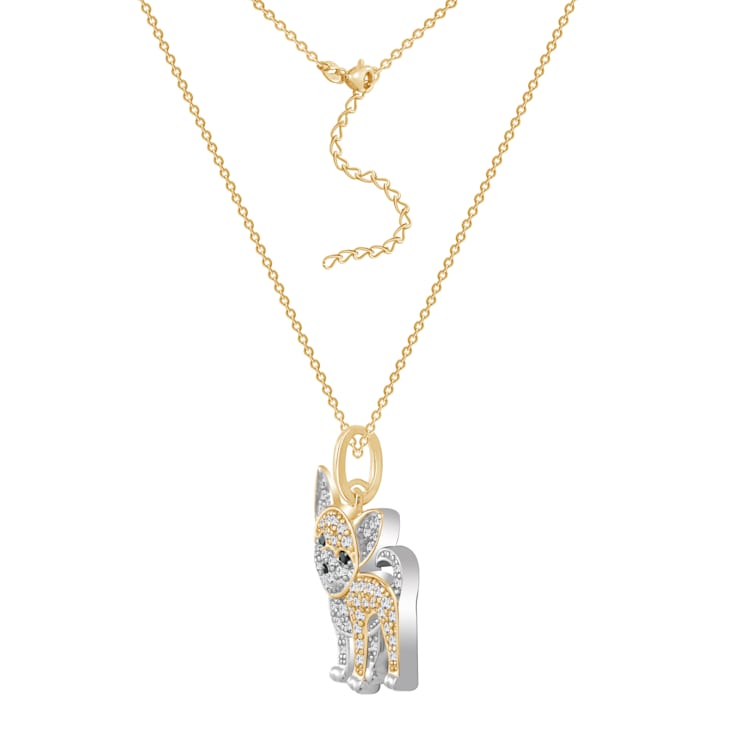 J'ADMIRE 14K Yellow Gold Plated Sterling Silver Chihuahua Puppy Pendant Necklace