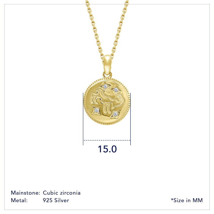 J'ADMIRE 14K Yellow Gold Over Sterling Silver Aries Zodiac Stars Pendant Necklace