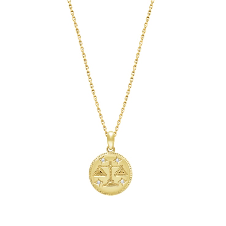 J'ADMIRE 14K Yellow Gold Over Sterling Silver Libra Zodiac Stars Pendant Necklace