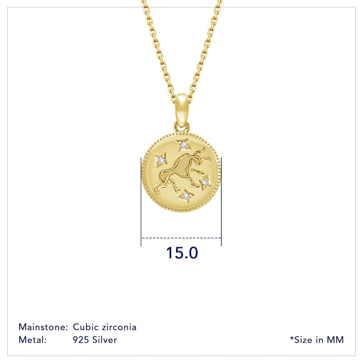 Sterling Silver Taurus Zodiac Sign Cutout Disc Necklace | Jewlr