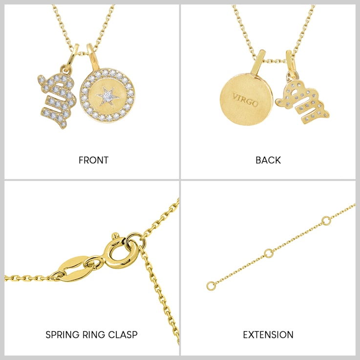 J'ADMIRE 14K Yellow Gold Over Sterling Silver Virgo Zodiac Pendant Set Necklace