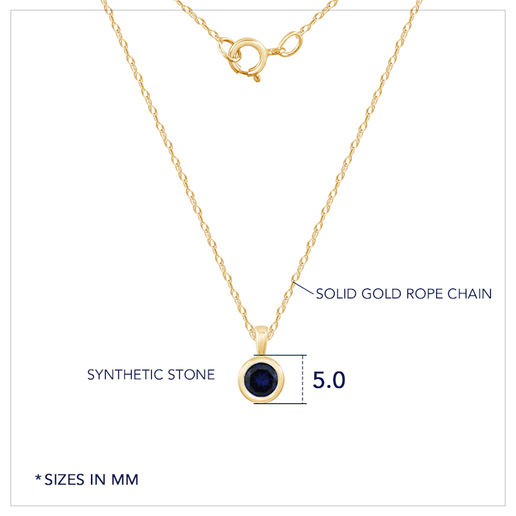 LUXGEM 10K Solid Gold Solitaire September Birthstone Necklace, 0.25
Carat Gemstone Simulant CZ