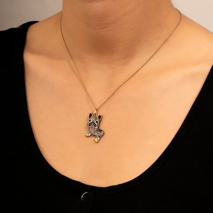 J'ADMIRE 14K Yellow Gold Plated Sterling Silver French Bulldog Puppy
Pendant Necklace