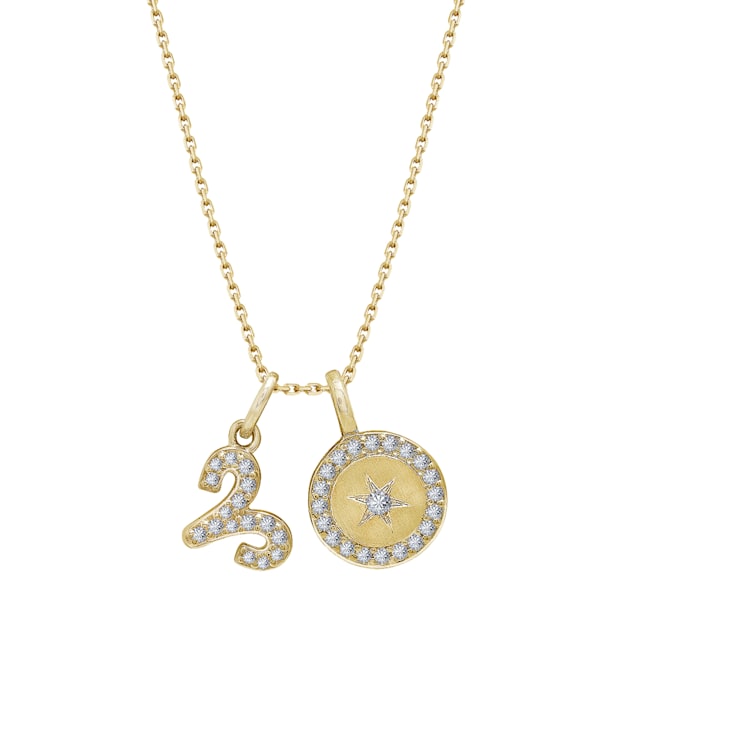 J'ADMIRE 14K Yellow Gold Over Sterling Silver Aries Zodiac Pendant Set Necklace