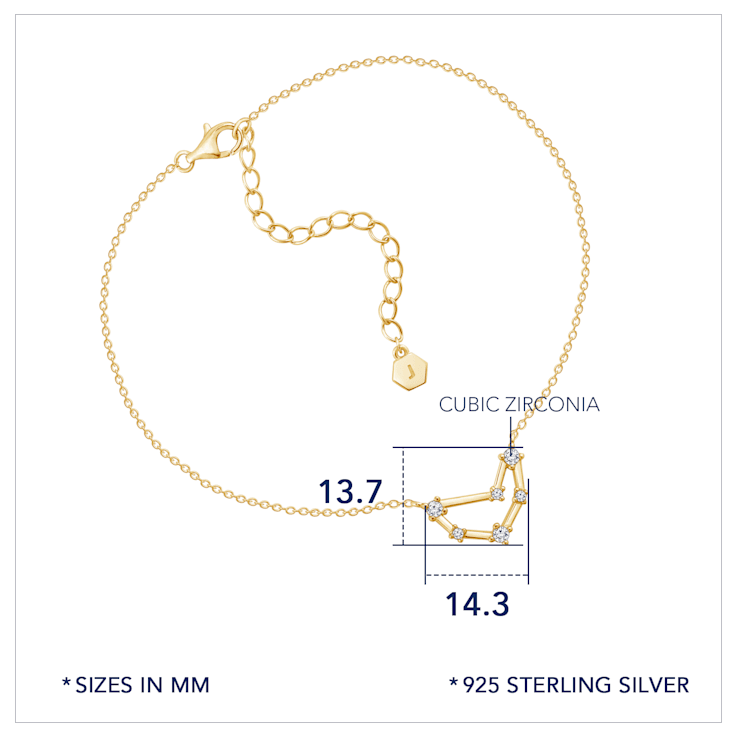 J'ADMIRE 14K Gold Over Sterling Silver Zodiac Anklet for Women