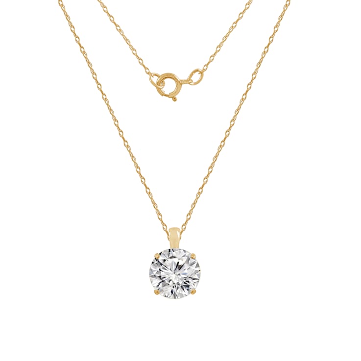 LUXGEM 10K Yellow Gold Round Cut Pendant Necklace | 3 Carat Cubic Zirconia