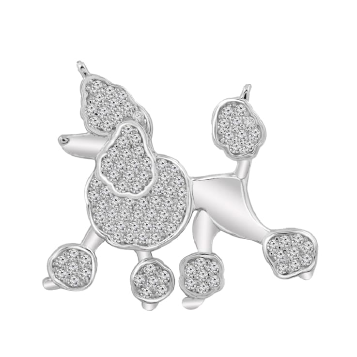 J'ADMIRE Platinum Plated Sterling Silver Poodle Puppy Pendant Necklace