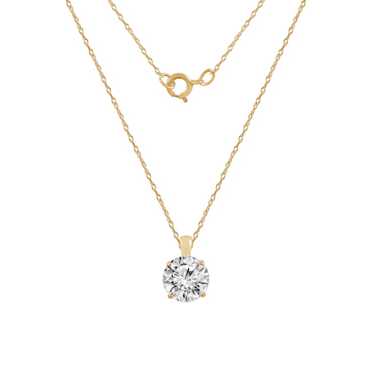 LUXGEM 10K Yellow Gold Round Cut Pendant Necklace | 2 Carat Cubic Zirconia