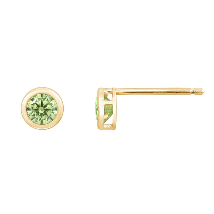 LUXGEM 10K Yellow Gold Solitaire August Birthstone Earrings | 0.25 Carat  Peridot Simulant