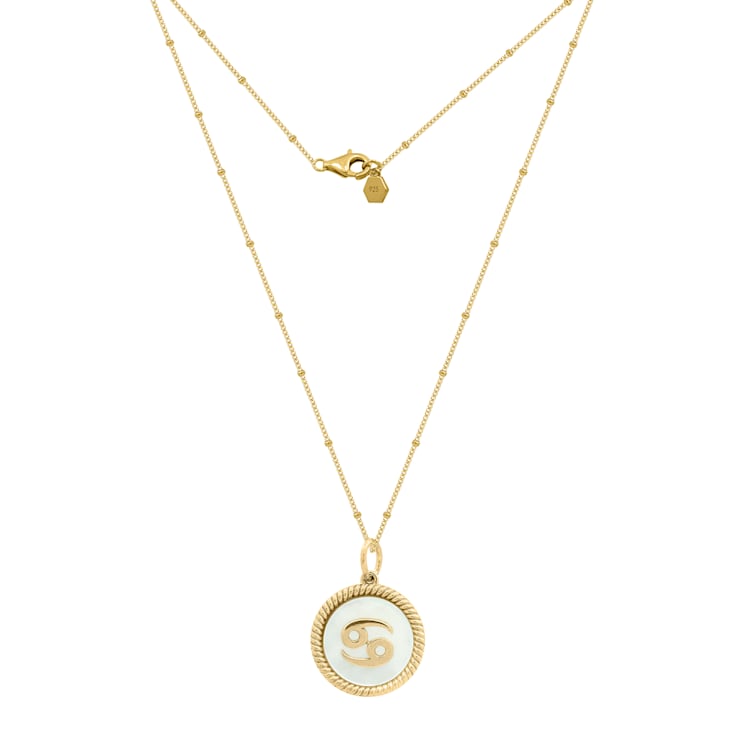 J'ADMIRE Mother of Pearl 14K Yellow Gold Over Sterling Silver Cancer
Zodiac Necklace