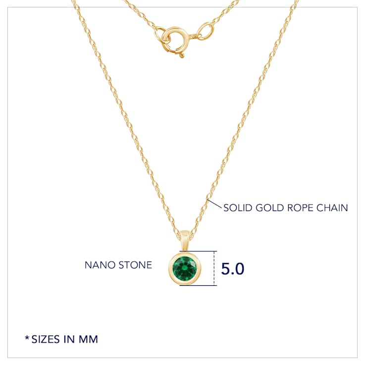 LUXGEM 10K Solid Gold Solitaire May Birthstone Necklace for Women, 0.25
Carat Gemstone Simulant CZ