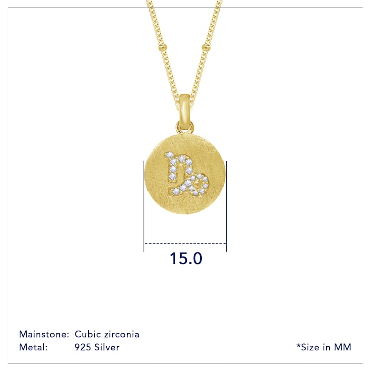 J'ADMIRE 14K Yellow Gold Over Sterling Silver Vintage Capricorn Zodiac
Sign Pendant Necklace