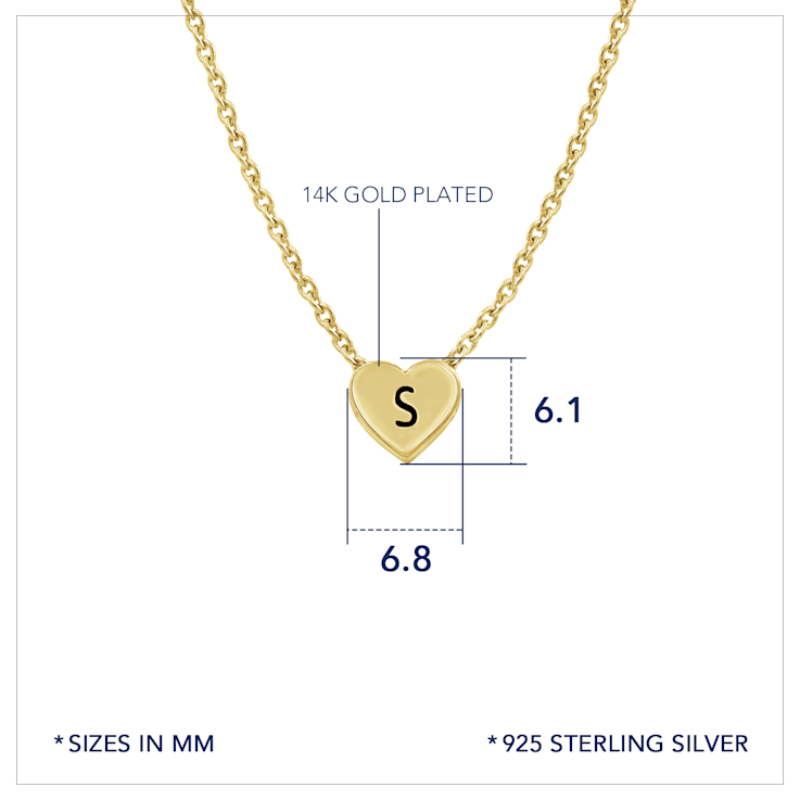 J'ADMIRE 14K Yellow Gold Over Sterling Silver Simple Initial Pendant Necklace
