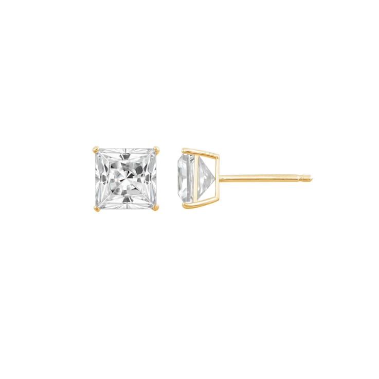 LUXGEM 10K Yellow Gold Solitaire October Birthstone Earrings