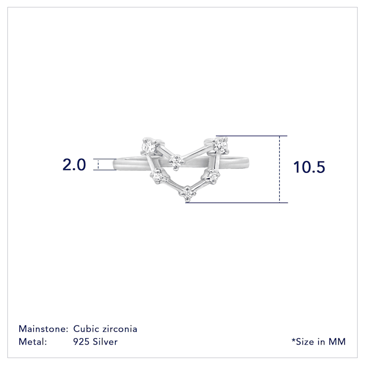 J'ADMIRE Capricorn Constellation Rhodium Over Sterling Silver Ring