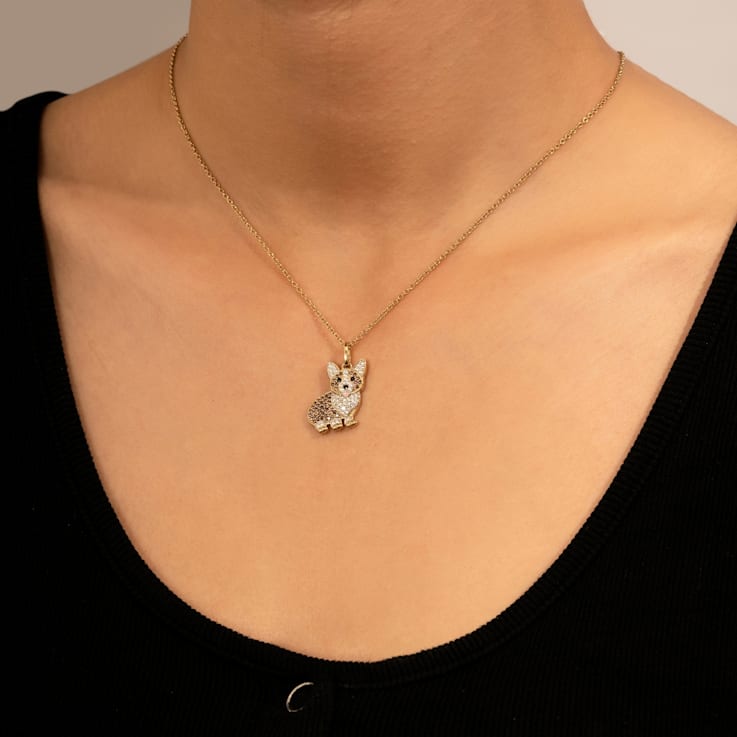 Gold corgi necklace top
