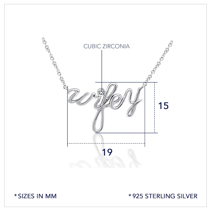 J'ADMIRE Platinum 950 Over Sterling Silver Wifey Pendant Necklace