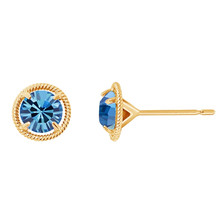 J'ADMIRE 10K Gold Birthstone Solitaire Stud Earrings