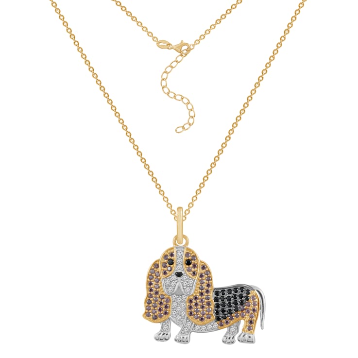 J'ADMIRE 14K Yellow Gold Plated Sterling Silver Basset Hound Puppy
Pendant Necklace